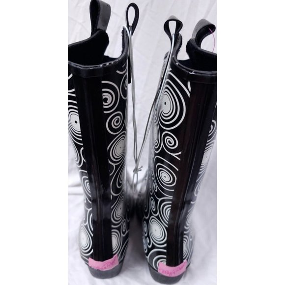 BLAZIN ROXX Layla Sz 7 Rain Boots Black White Outdoor Chore Cowgirl Boot 58106 - Picture 6 of 16